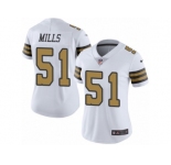 Women's Nike New Orleans Saints #51 Sam Mills Limited White Rush NFL Jersey