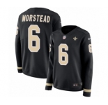 Women's Nike New Orleans Saints #6 Thomas Morstead Limited Black Therma Long Sleeve NFL Jersey