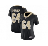 Women's Nike New Orleans Saints #64 Zach Strief Vapor Untouchable Limited Black Team Color NFL Jersey