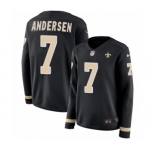 Women's Nike New Orleans Saints #7 Morten Andersen Limited Black Therma Long Sleeve NFL Jersey