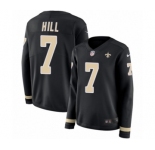 Women's Nike New Orleans Saints #7 Taysom Hill Limited Black Therma Long Sleeve NFL Jersey