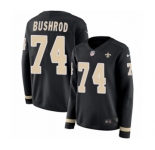 Women's Nike New Orleans Saints #74 Jermon Bushrod Limited Black Therma Long Sleeve NFL Jersey