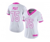 Women's Nike New Orleans Saints #75 Andrus Peat White PinkStitched NFL Limited Rush Fashion Jersey
