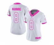Women's Nike New Orleans Saints #8 Archie Manning Limited White-Pink Rush Fashion NFL Jersey