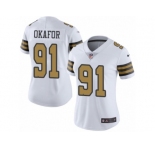 Women's Nike New Orleans Saints #91 Alex Okafor Limited White Rush NFL Jersey
