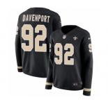 Women's Nike New Orleans Saints #92 Marcus Davenport Limited Black Therma Long Sleeve NFL Jersey
