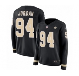 Women's Nike New Orleans Saints #94 Cameron Jordan Limited Black Therma Long Sleeve NFL Jersey