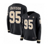 Women's Nike New Orleans Saints #95 Tyeler Davison Limited Black Therma Long Sleeve NFL Jersey