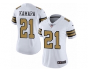 Women's Saints #21 Alvin Kamara White Stitched NFL Limited Rush Jersey