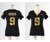 nike women nfl jerseys new orleans saints #9 brees black[刺绣亮片]