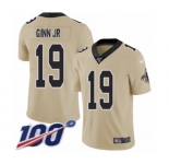 Youth New Orleans Saints #19 Ted Ginn Jr Limited Gold Inverted Legend 100th Season Football Jersey