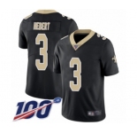 Youth New Orleans Saints #3 Bobby Hebert Black Team Color Vapor Untouchable Limited Player 100th Season Football Jersey