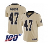Youth New Orleans Saints #47 Alex Anzalone Limited Gold Inverted Legend 100th Season Football Jersey