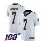Youth New Orleans Saints #7 Morten Andersen White Vapor Untouchable Limited Player 100th Season Football Jersey