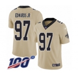 Youth New Orleans Saints #97 Mario Edwards Jr Limited Gold Inverted Legend 100th Season Football Jersey