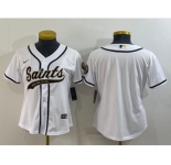 Youth New Orleans Saints Blank White With Patch Cool Base Stitched Baseball Jersey