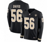 Youth Nike New Orleans Saints #56 DeMario Davis Limited Black Therma Long Sleeve NFL Jersey
