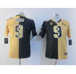 nike youth nfl jerseys new orleans saints #9 brees black-gold[Elite split]