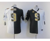 nike youth nfl jerseys new orleans saints #9 brees white-black[Elite split]