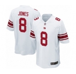 Men's New York Giants #8 Daniel Jones Game White Football Jersey