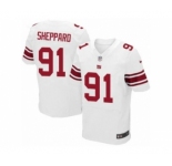 Men's Nike New York Giants #91 Kelvin Sheppard Elite White NFL Jersey