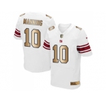Nike New York Giants #10 Eli Manning White Men's Stitched NFL Elite Gold Jersey