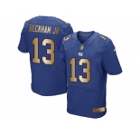 Nike New York Giants #13 Odell Beckham Jr Royal Blue Team Color Men's Stitched NFL Elite Gold Jersey