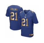 Nike New York Giants #21 Landon Collins Royal Blue Team Color Men's Stitched NFL Elite Gold Jersey