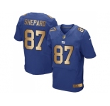 Nike New York Giants #87 Sterling Shepard Royal Blue Team Color Men's Stitched NFL Elite Gold Jersey