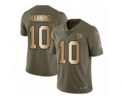 Men Nike New York Giants #10 Eli Manning Limited Olive Gold 2017 Salute to Service NFL Jersey