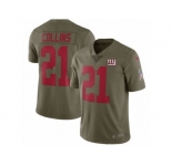 Men Nike New York Giants #21 Landon Collins Limited Olive 2017 Salute to Service NFL Jersey
