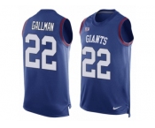 Men Nike New York Giants #22 Wayne Gallman Limited Royal Blue Player Name & Number Tank Top NFL Jersey