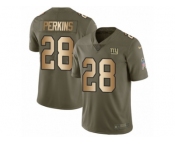 Men Nike New York Giants #28 Paul Perkins Limited Oliv Gold 2017 Salute to Service NFL Jersey