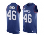 Men Nike New York Giants #46 Calvin Munson Limited Royal Blue Player Name & Number Tank Top NFL Jersey