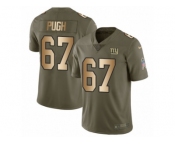 Men Nike New York Giants #67 Justin Pugh Limited Olive Gold 2017 Salute to Service NFL Jerse