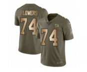 Men Nike New York Giants #74 Ereck Flowers Limited Olive Gold 2017 Salute to Service NFL Jersey
