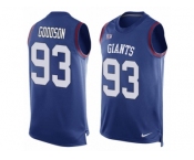 Men Nike New York Giants #93 B.J. Goodson Limited Royal Blue Player Name & Number Tank Top NFL Jersey