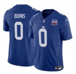 Men's New York Giants #0 Brian Burns Blue 2024 F.U.S.E. 100TH Season Patch Vapor Untouchable Limited Stitched Jersey