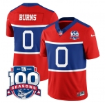 Men's New York Giants #0 Brian Burns Century Red 100TH Season Commemorative Patch Limited Football Stitched Jersey