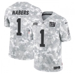 Men's New York Giants #1 Malik Nabers 2024 F.U.S.E Arctic Camo Salute To Service Limited Stitched Football Jersey