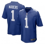 Men's New York Giants #1 Malik Nabers Royal 2024 First Round Pick Football Stitched Game Jersey