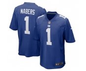 Men's New York Giants #1 Malik Nabers Royal 2024 First Round Pick Football Stitched Game Jersey