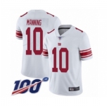 Men's New York Giants #10 Eli Manning White Vapor Untouchable Limited Player 100th Season Football Jersey