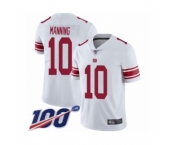 Men's New York Giants #10 Eli Manning White Vapor Untouchable Limited Player 100th Season Football Jersey