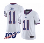 Men's New York Giants #11 Phil Simms Limited White Rush Vapor Untouchable 100th Season Football Jersey