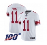 Men's New York Giants #11 Phil Simms White Vapor Untouchable Limited Player 100th Season Football Jersey