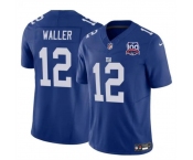 Men's New York Giants #12 Darren Waller Blue 2024 F.U.S.E. 100TH Season Patch Vapor Untouchable Limited Stitched Jersey
