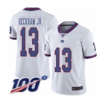 Men's New York Giants #13 Odell Beckham Jr Limited White Rush Vapor Untouchable 100th Season Football Jersey