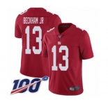 Men's New York Giants #13 Odell Beckham Jr Red Limited Red Inverted Legend 100th Season Football Jersey