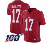 Men's New York Giants #17 Kyle Lauletta Red Limited Red Inverted Legend 100th Season Football Jersey